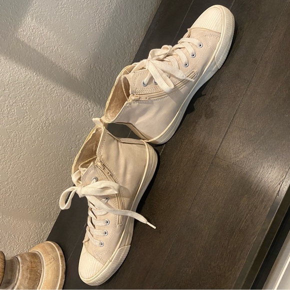 Zara Girls Hightop Lace-Up Side Zip Tennis Shoes w/Rhinestones Cream Color Cute! - Picture 5 of 14